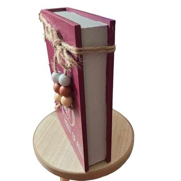 Harvest 'I Love Fall Most of All' Wood Book Decor Purple pumpkin jute beads NWT - Picture 5 of 7